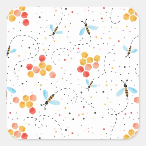 Watercolor Bee Pattern Stickers