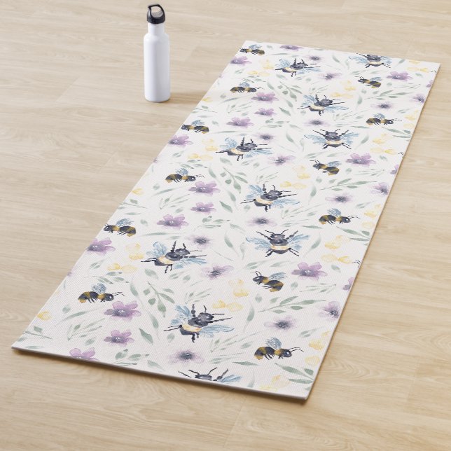 Watercolor Bee Pattern Yoga Mat (In Situ)
