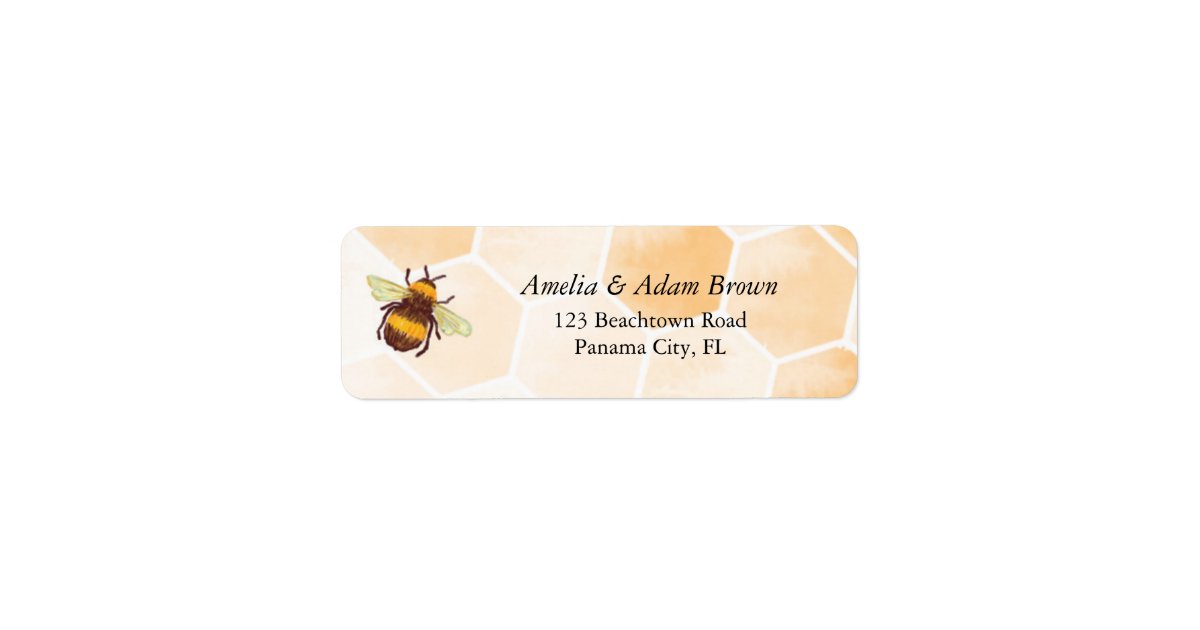Watercolor Bee Return Address Label Zazzle