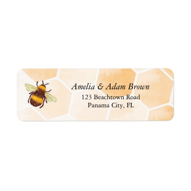 Watercolor Bee Return Address Label (Front)