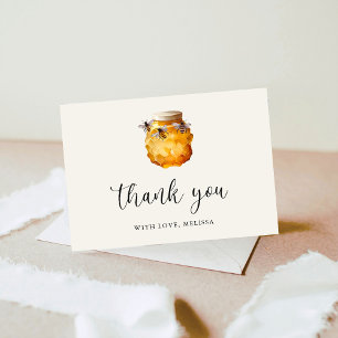 Watercolor Bee She Found Her Honey Bridal Shower Letterpress Thank You Card