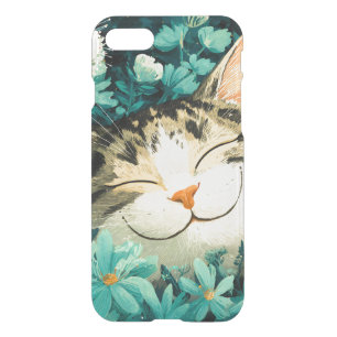 Watercolor Bee Sleeping Cat Flower Garden iPhone SE/8/7 Case