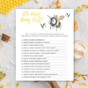 Watercolor bee theme - Who knows mommy best