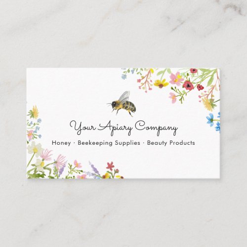 Watercolor Bee Wildflower Apiary Business Card