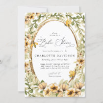 Watercolor Bee Yellow Floral Neutral Baby Shower Invitation
