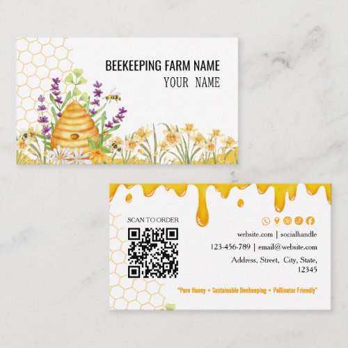 Watercolor BeeKeeper Honey Apairist Business Card