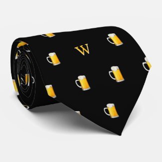 Watercolor Beer Mug Cider Drinker Monogram Black