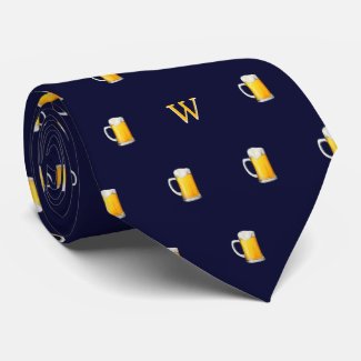 Watercolor Beer Mug Cider Drinker Monogram Blue