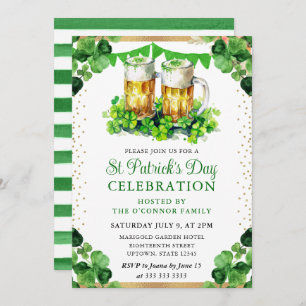 Watercolor Beer Pints St Patrick's Day Invitation