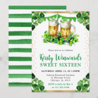 Watercolor Beer Pints St Patrick's Sweet 16