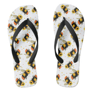 Watercolor Bees and Polka Dots Flip Flops