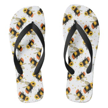 Watercolor Bees And Polka Dots Flip Flops by Mousefx at Zazzle