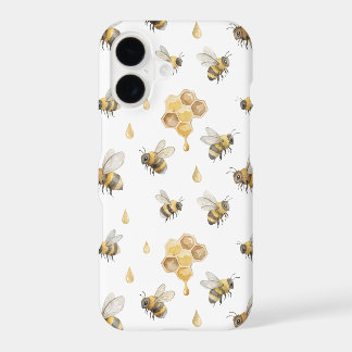 Watercolor Bees & Honeycomb Pattern | Case-Mate iPhone 17 Case