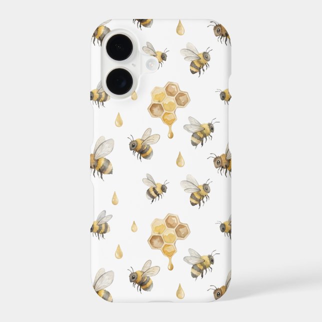 Watercolor Bees & Honeycomb Pattern | Case-Mate Iphone Case (Back)