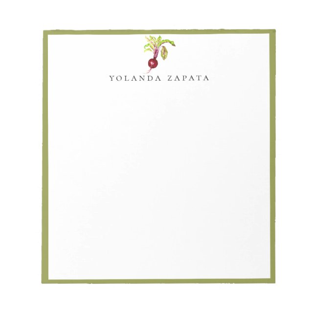Watercolor Beet Green Framed Notepad (Front)