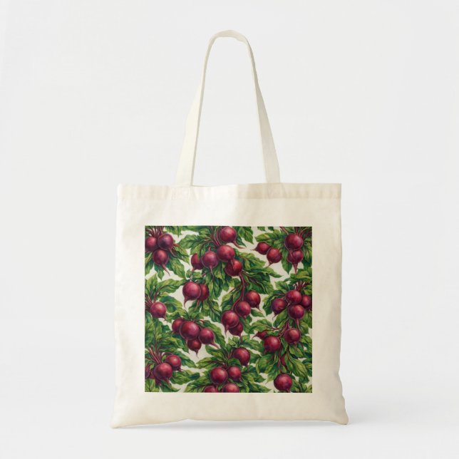 Watercolor Beetroot Botanical Vegetable Pattern Tote Bag (Front)