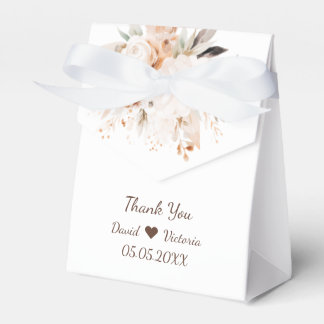 Watercolor beige and gold floral favor boxes
