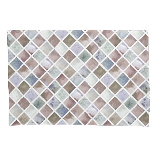 Watercolor . Beige and grey squares  Pillow Case (Front)