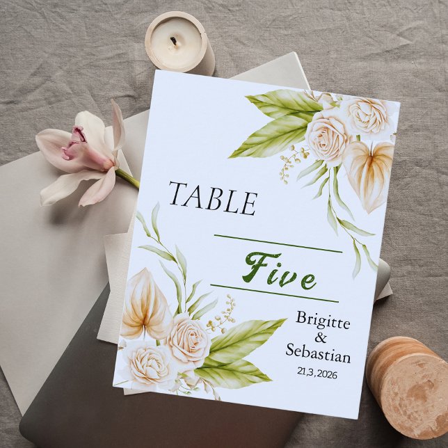  watercolor Beige Delicate Table Number  (Creator Uploaded)