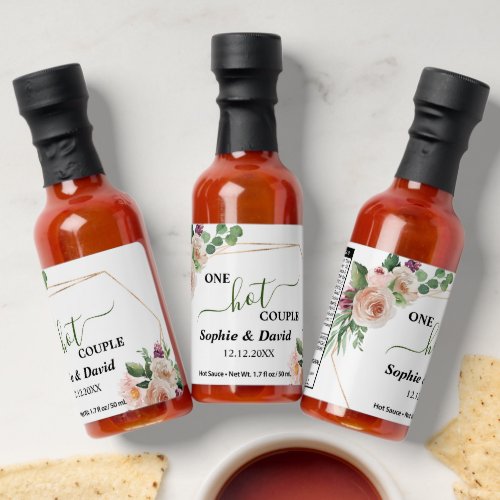 Watercolor Beige Flowers One Hot Couple Wedding   Hot Sauces