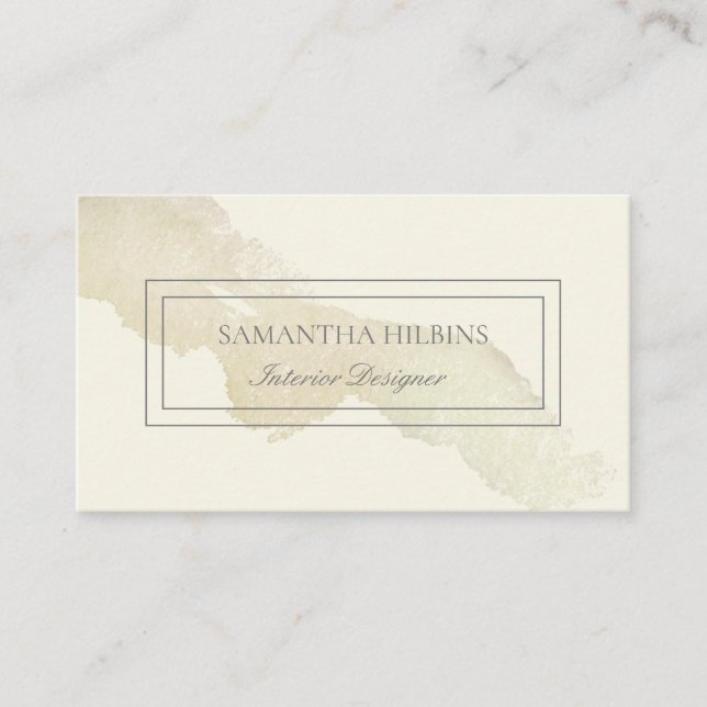 Watercolor Beige Interior Designer Professional Business Card (Front)