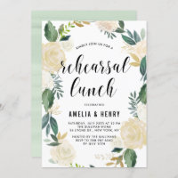 Watercolor Beige Peonies Wreath Rehearsal Lunch