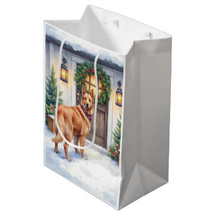 Watercolor Belgian Laekenois Farmhouse Christmas Medium Gift Bag
