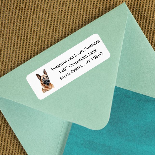 Watercolor Belgian Malinois Dog  Label (Creator Uploaded)