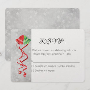 Watercolor Bells/Christmas Holiday Wedding /RSVP Invitation