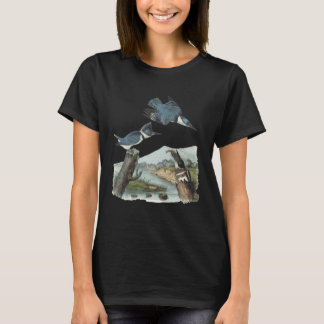 Watercolor Belted Kingfisher Bird Eat Fish Nature T-Shirt