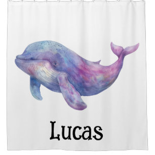 Watercolor Beluga Whale  Shower Curtain