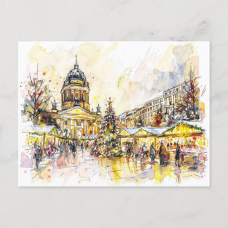 Watercolor Berlin Christmas Market Gendarmenmarkt Postcard