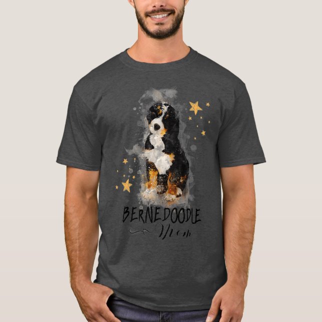 Watercolor Bernedoodle Mom Doodle Lover Gift T-Shirt (Front)