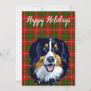 Watercolor Bernese Mountain Dog Custom Holiday Card