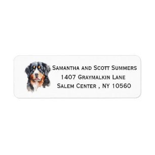 Watercolor Bernese Mountain Dog Label