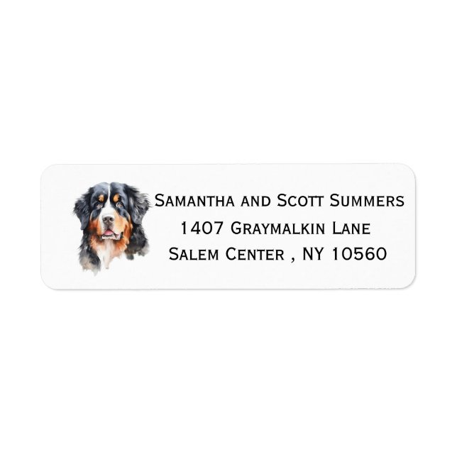 Watercolor Bernese Mountain Dog  Label (Front)