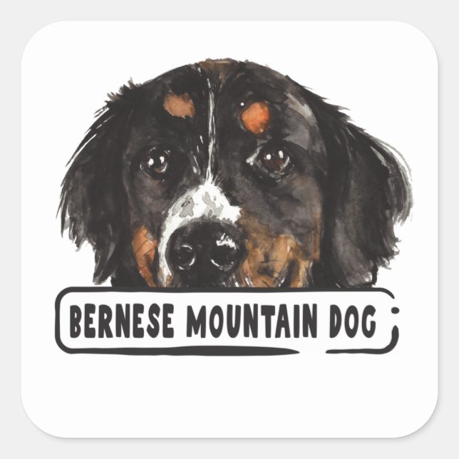 Watercolor Bernese Mountain Dog Square Sticker (Front)