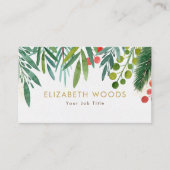 Watercolor Berries and Branches Greenery  Business Card (Front)