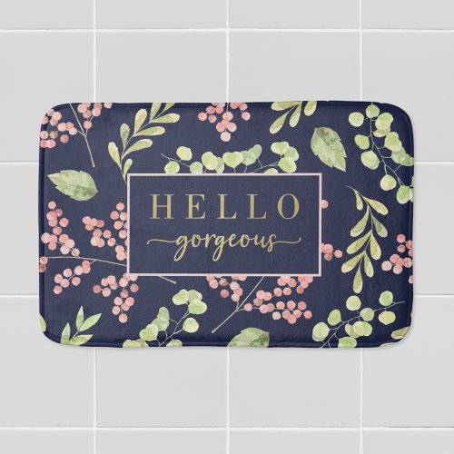 Watercolor Berries and Foliage Hello Gorgeous Bath Mat