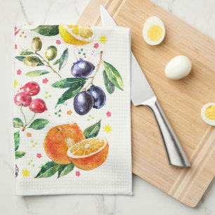 Watercolor Berries and Fruit Kitchen Towel