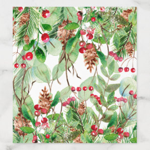 Watercolor Berries and Greenery Pattern Holiday Envelope Liner