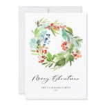 Watercolor Berries and Greenery Wreath Christmas Holiday Card Watercolor Berries and Greenery Wreath Christmas Holiday Card
