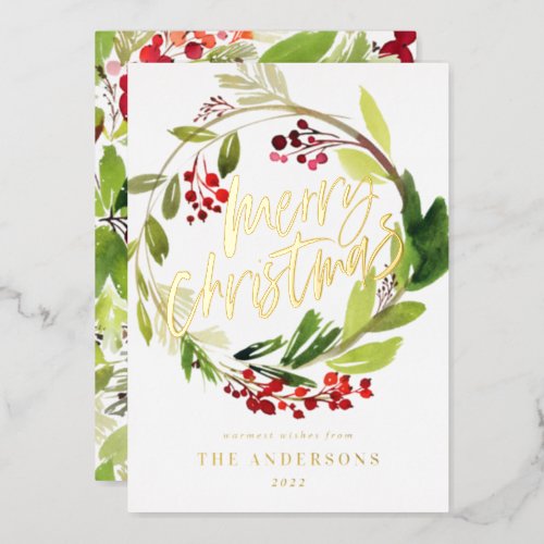 Watercolor Berries and Greenery Wreath Holiday
