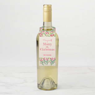 Watercolor Berries and Leaves Christmas Holiday Bottle Hanger Tag