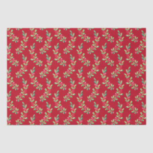 Watercolor Berries and Leaves Holiday Christmas Tissue Paper