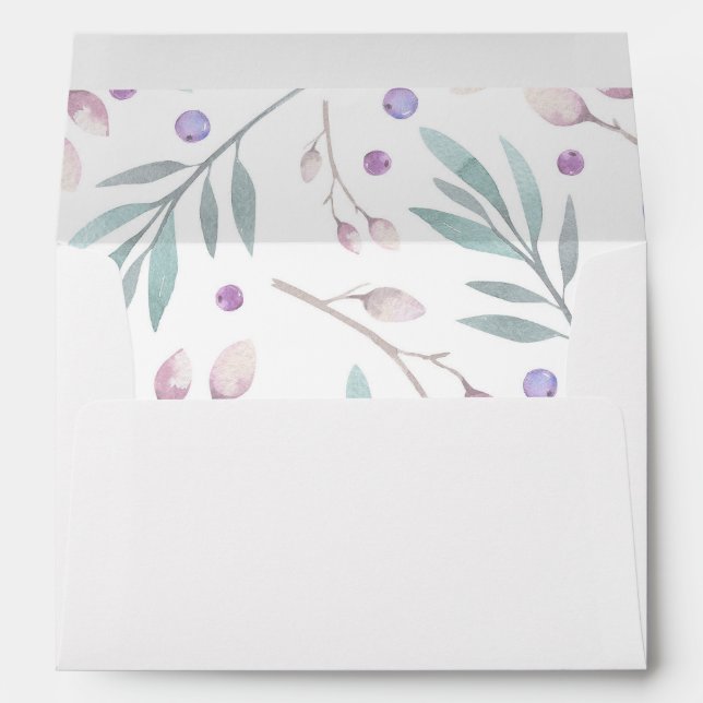 watercolor berries and tree branches envelope (Back (Bottom))
