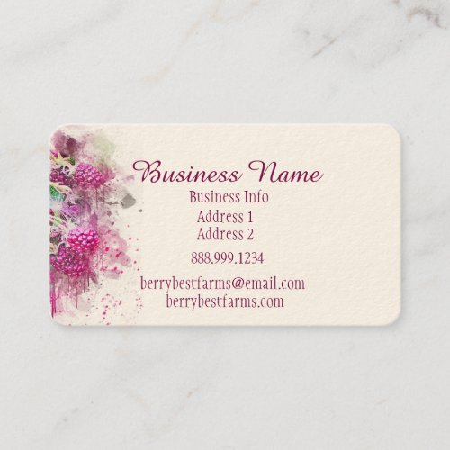Watercolor Berries Business Name Business Card
