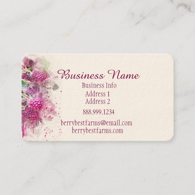 Watercolor Berries Business Name Business Card (Front)