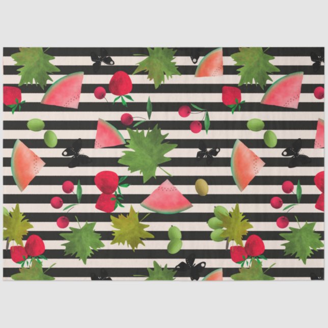 Watercolor berries fruit food kitchen summer brigh tissue paper (Front)