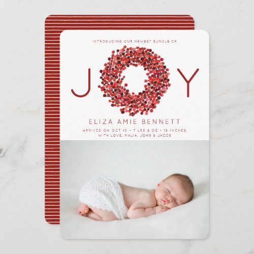 Watercolor Berries Holiday Birth Announcement